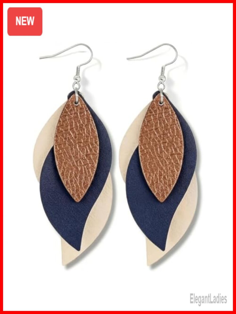 Boho Leaf Dangle Earrings Faux Leather Western Drop Earrings for Women